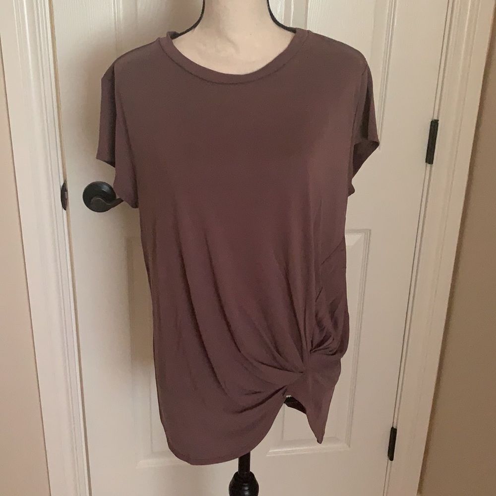 🔥🆕 Light Brown Top with Side Gathering Detail